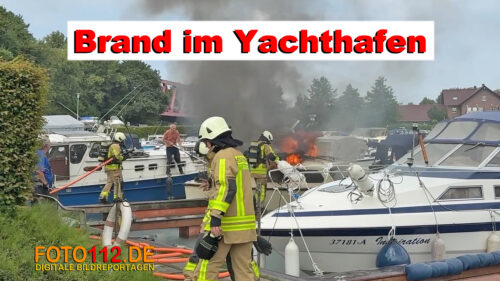 Brand im Yachthafen von Waltrop